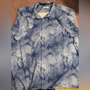 Blue Tropical Leaf Chicago Cubs Shirt
